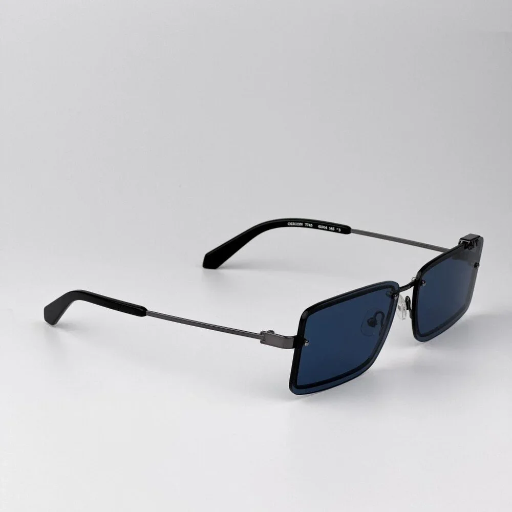Off-White TAMPA Sunglasses Gunmetal Blue Rectangular Frame | Model OERI13N 7745